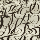 Sustainable Viscose Woven Print - White Calligraphic Letters - Mood Exclusive Dear Ms. Austen