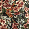 Polyester Charmeuse Print - Black, Red and Blue Floral - Mood Exclusive Misty Morning