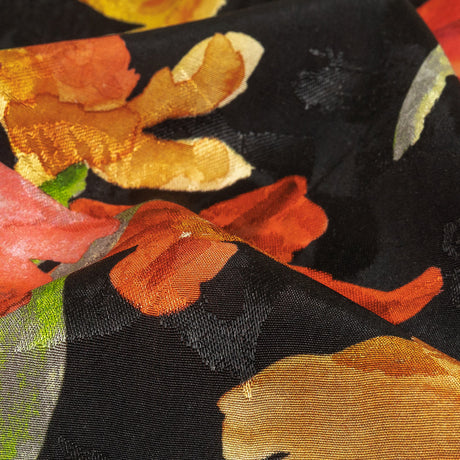 Flowery Sustainable Viscose Jacquard Print - Orange and Red Painterly Floral - Mood Exclusive Painter's Palette