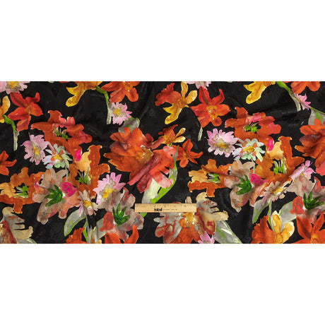 Flowery Sustainable Viscose Jacquard Print - Orange and Red Painterly Floral - Mood Exclusive Painter's Palette