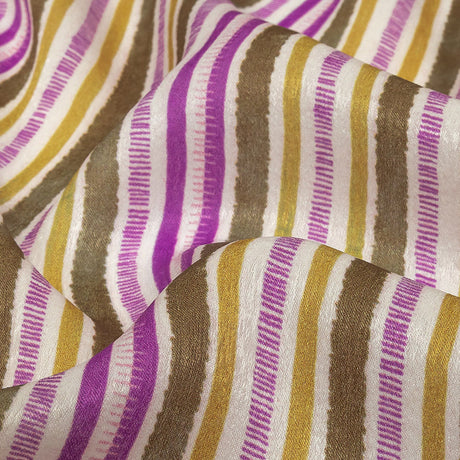 Mood Exclusive Orchid Tint Banded Together Polyester Crepe de Chine