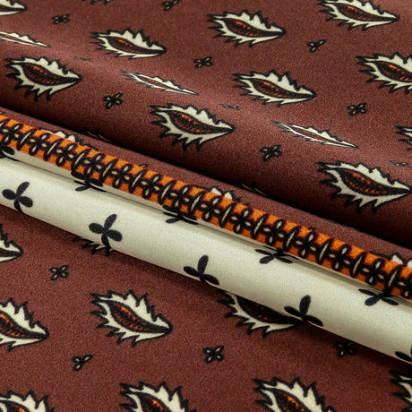 Polyester Crepe de Chine Panel - Brown, White and Orange Paisley Patchwork - Mood Exclusive Tidy Tapestry