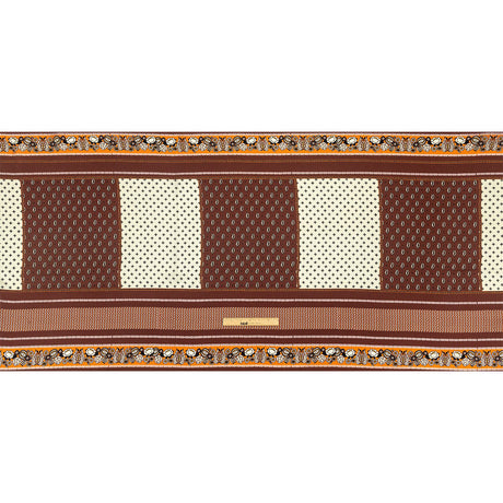 Polyester Crepe de Chine Panel - Brown, White and Orange Paisley Patchwork - Mood Exclusive Tidy Tapestry