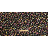 Sustainable Viscose Woven Print - Caviar Black Floral Stickers - Mood Exclusive Sticking Power