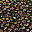 Sustainable Viscose Woven Print - Caviar Black Floral Stickers - Mood Exclusive Sticking Power