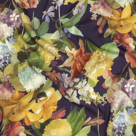 Tencel Woven Print - Navy, Green and Yellow Floral - Mood Exclusive Towards the Tropics