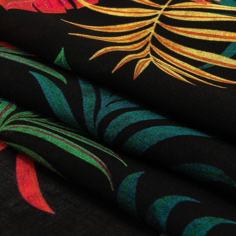 Viscose Voile Print - Green, Red and Black Floral - Mood Exclusive Havana Nights