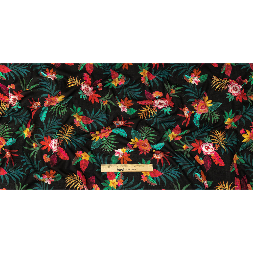 Viscose Voile Print - Green, Red and Black Floral - Mood Exclusive Havana Nights