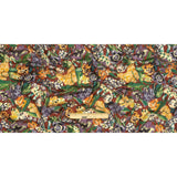 Polyester Crepe de Chine Print - Burnt Russet Brown, Yellow and Purple Floral - Mood Exclusive Language of Flowers