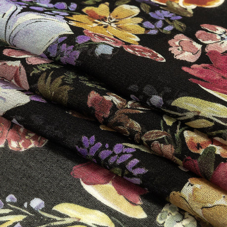 Mood Exclusive Black Onyx Morning Glories Viscose Georgette