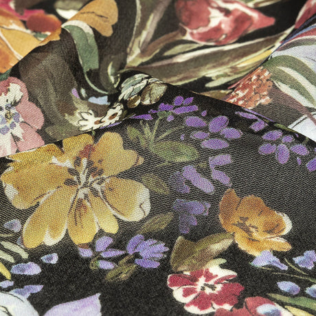 Mood Exclusive Black Onyx Morning Glories Viscose Georgette