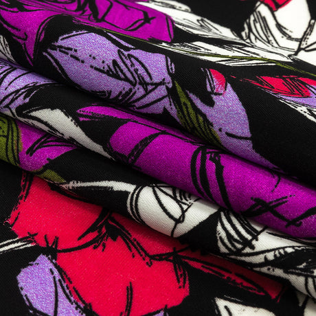 Mood Exclusive Black Painting the Roses Polyester Crepe