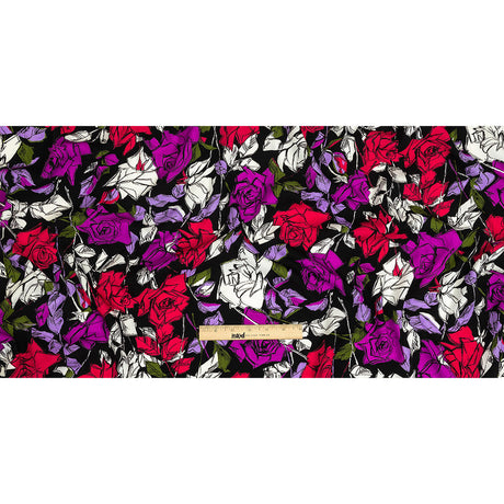 Mood Exclusive Black Painting the Roses Polyester Crepe