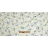 Sustainable Viscose Woven Print - White and Blue Floral Calligraphic Script - Mood Exclusive ABC Bouquet