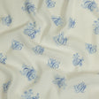 Sustainable Viscose Woven Print - White and Blue Floral Calligraphic Script - Mood Exclusive ABC Bouquet