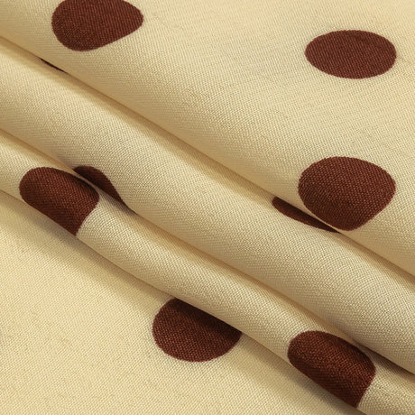 Sustainable Viscose Woven Print - Cream and Brown Polka Dots - Mood Exclusive Rockabilly Revue