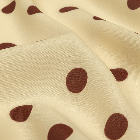 Sustainable Viscose Woven Print - Cream and Brown Polka Dots - Mood Exclusive Rockabilly Revue