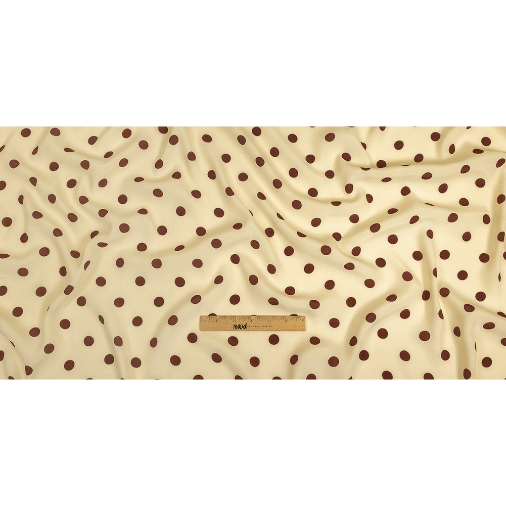 Sustainable Viscose Woven Print - Cream and Brown Polka Dots - Mood Exclusive Rockabilly Revue