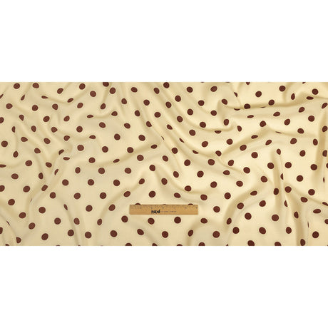 Sustainable Viscose Woven Print - Cream and Brown Polka Dots - Mood Exclusive Rockabilly Revue
