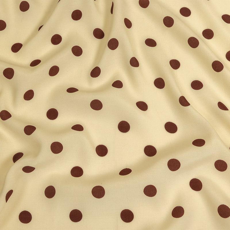 Sustainable Viscose Woven Print - Cream and Brown Polka Dots - Mood Exclusive Rockabilly Revue