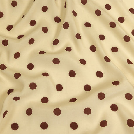 Sustainable Viscose Woven Print - Cream and Brown Polka Dots - Mood Exclusive Rockabilly Revue