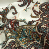 Sustainable Viscose Crepe Panel - Teal and Burgundy Paisley Decorative Squares - Mood Exclusive Destination Dubai