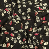 Viscose Crepe Print - Black, White and Pink Leaves - Mood Exclusive Lingering Leaves