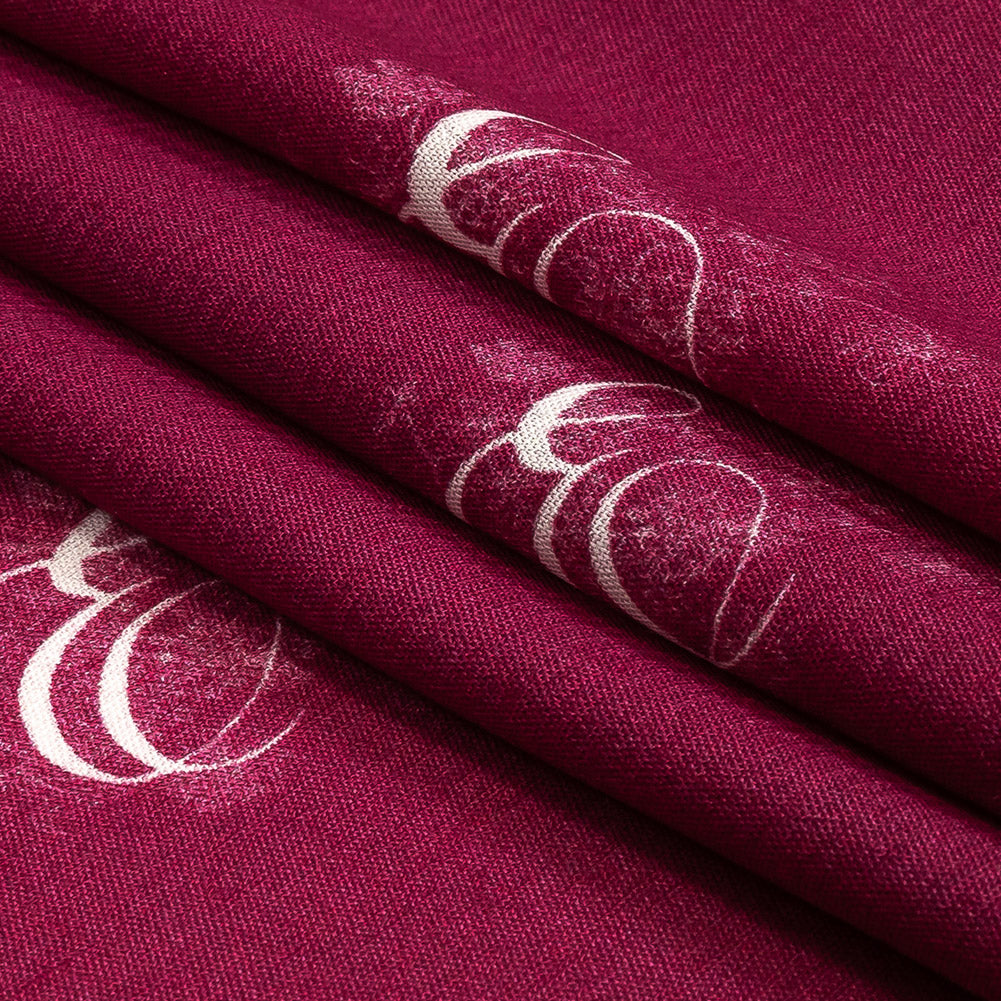Sustainable Viscose Woven Print - Magenta and White Floral Calligraphic Script - Mood Exclusive ABC Bouquet