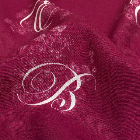 Sustainable Viscose Woven Print - Magenta and White Floral Calligraphic Script - Mood Exclusive ABC Bouquet