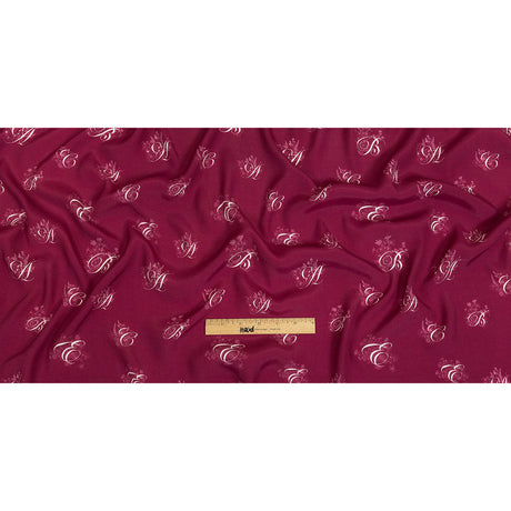 Sustainable Viscose Woven Print - Magenta and White Floral Calligraphic Script - Mood Exclusive ABC Bouquet