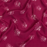 Sustainable Viscose Woven Print - Magenta and White Floral Calligraphic Script - Mood Exclusive ABC Bouquet
