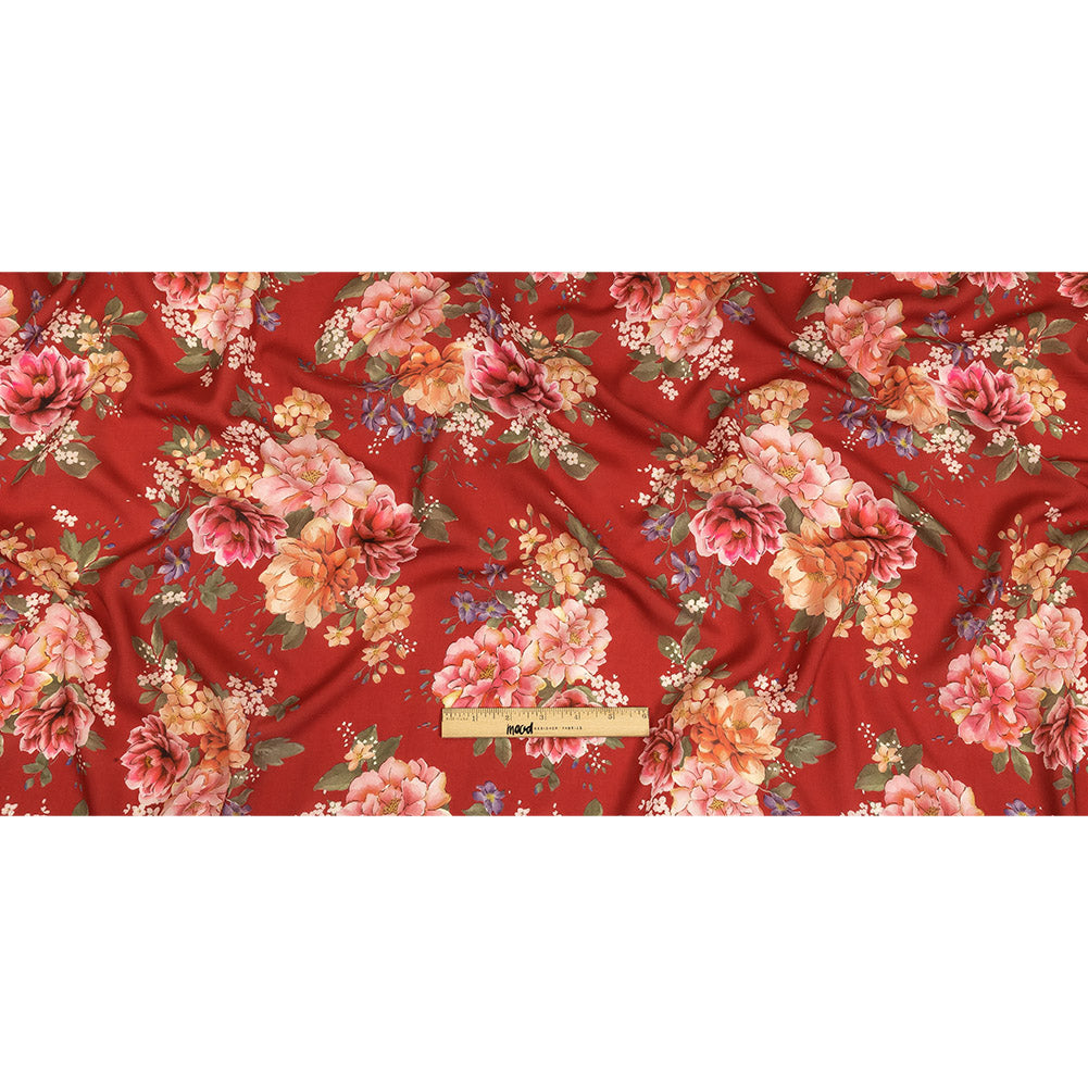 Tencel Woven Print - Red, Pink and Peach Floral - Mood Exclusive Halcyon Days