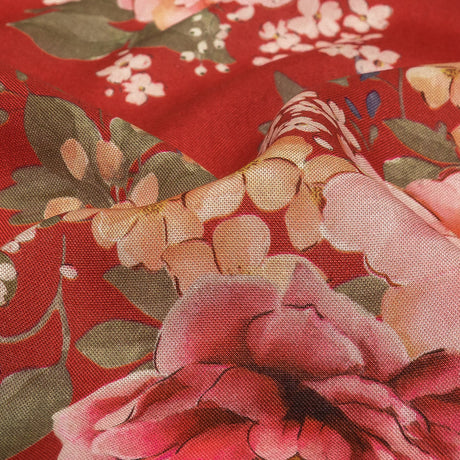 Tencel Woven Print - Red, Pink and Peach Floral - Mood Exclusive Halcyon Days