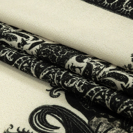 Viscose Crepe Print - Black and Cream Paisley Patches - Mood Exclusive Speak and Enter