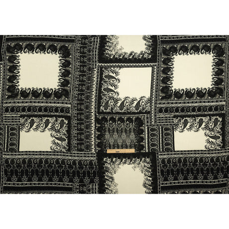 Viscose Crepe Print - Black and Cream Paisley Patches - Mood Exclusive Speak and Enter