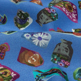 Sustainable Viscose Woven Print - Ultramarine Blue Floral Stickers - Mood Exclusive Sticking Power