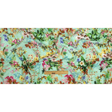 Slubbed Polyester Gauze - Aqua and Rainbow Floral - Mood Exclusive Mallorcan Morning Print