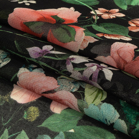 Mood Exclusive Black O'Keefe's Orchids Viscose Georgette