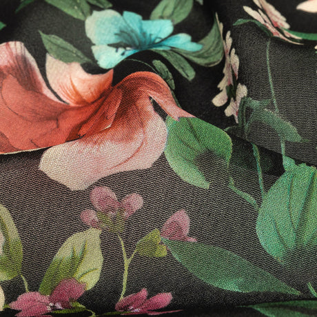 Mood Exclusive Black O'Keefe's Orchids Viscose Georgette