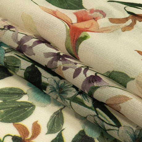 Mood Exclusive Beige O'Keefe's Orchids Viscose Georgette