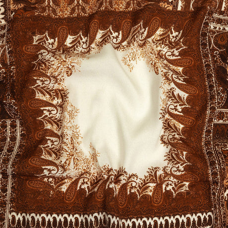 Sustainable Viscose Crepe Print - Brown and Cream Paisley Patches - Mood Exclusive Speak and Enter