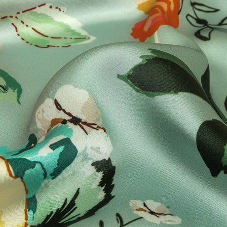 Polyester Charmeuse Print - Mint, Red and Yellow Floral - Mood Exclusive Going Electric