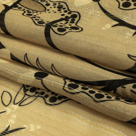 Mood Exclusive Beige Amoeba Metallic Pinstriped Viscose Dobby