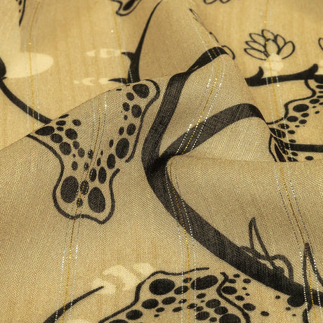Mood Exclusive Beige Amoeba Metallic Pinstriped Viscose Dobby