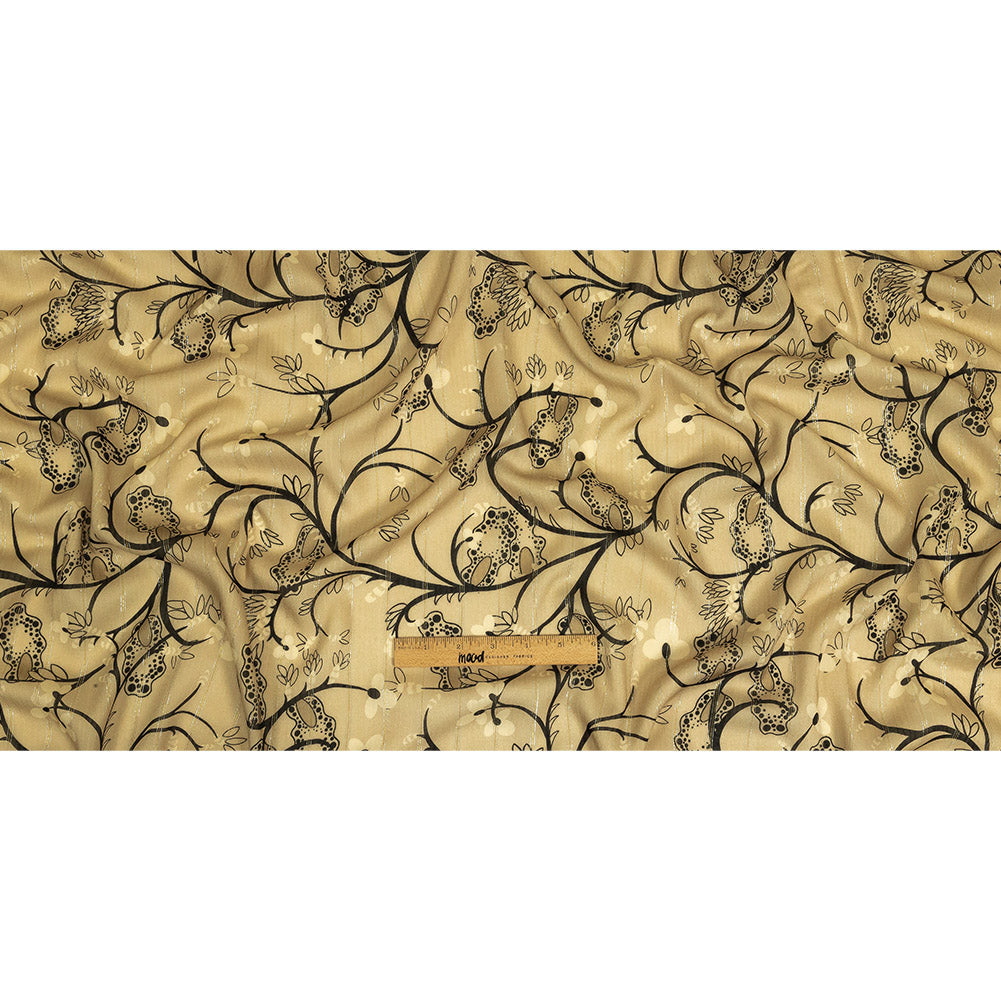Mood Exclusive Beige Amoeba Metallic Pinstriped Viscose Dobby