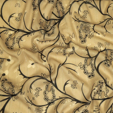 Mood Exclusive Beige Amoeba Metallic Pinstriped Viscose Dobby