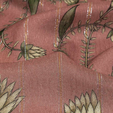 Mood Exclusive Dusty Rose Vines Victorious Metallic Pinstriped Viscose Dobby