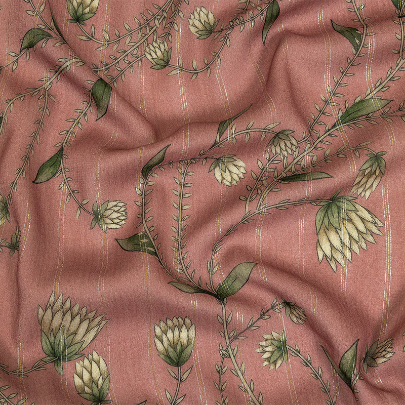 Mood Exclusive Dusty Rose Vines Victorious Metallic Pinstriped Viscose Dobby