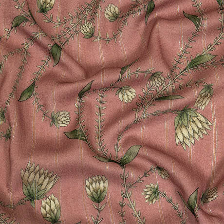 Mood Exclusive Dusty Rose Vines Victorious Metallic Pinstriped Viscose Dobby
