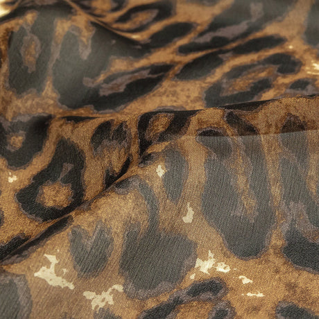 Ginger Snap and Forged Iron Leopard Print Silk Chiffon